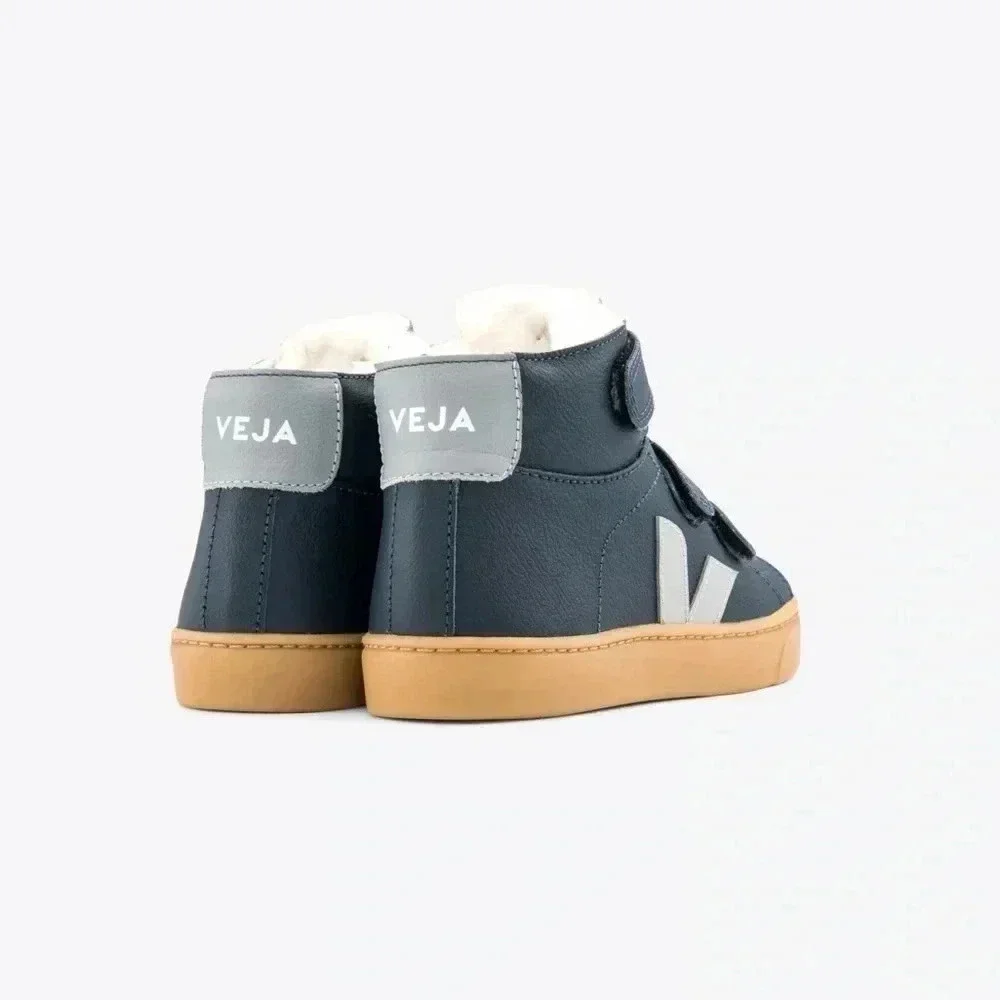 VEJA Esplar Mid Top Fur Lined Shearling Leather Sneakers Nautico PLEASE READ